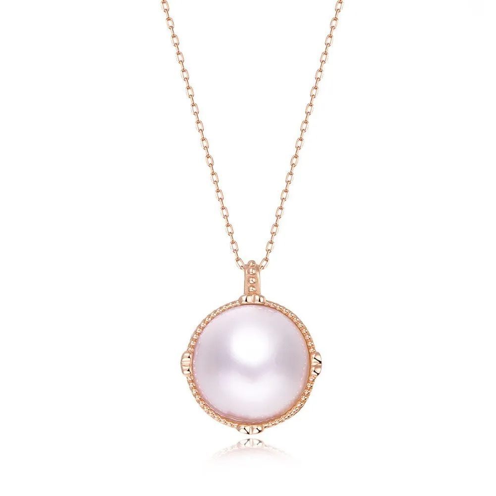 Double-sided white mother pearl shellfish pendant necklace for women, copper chain, round flower geometric shape