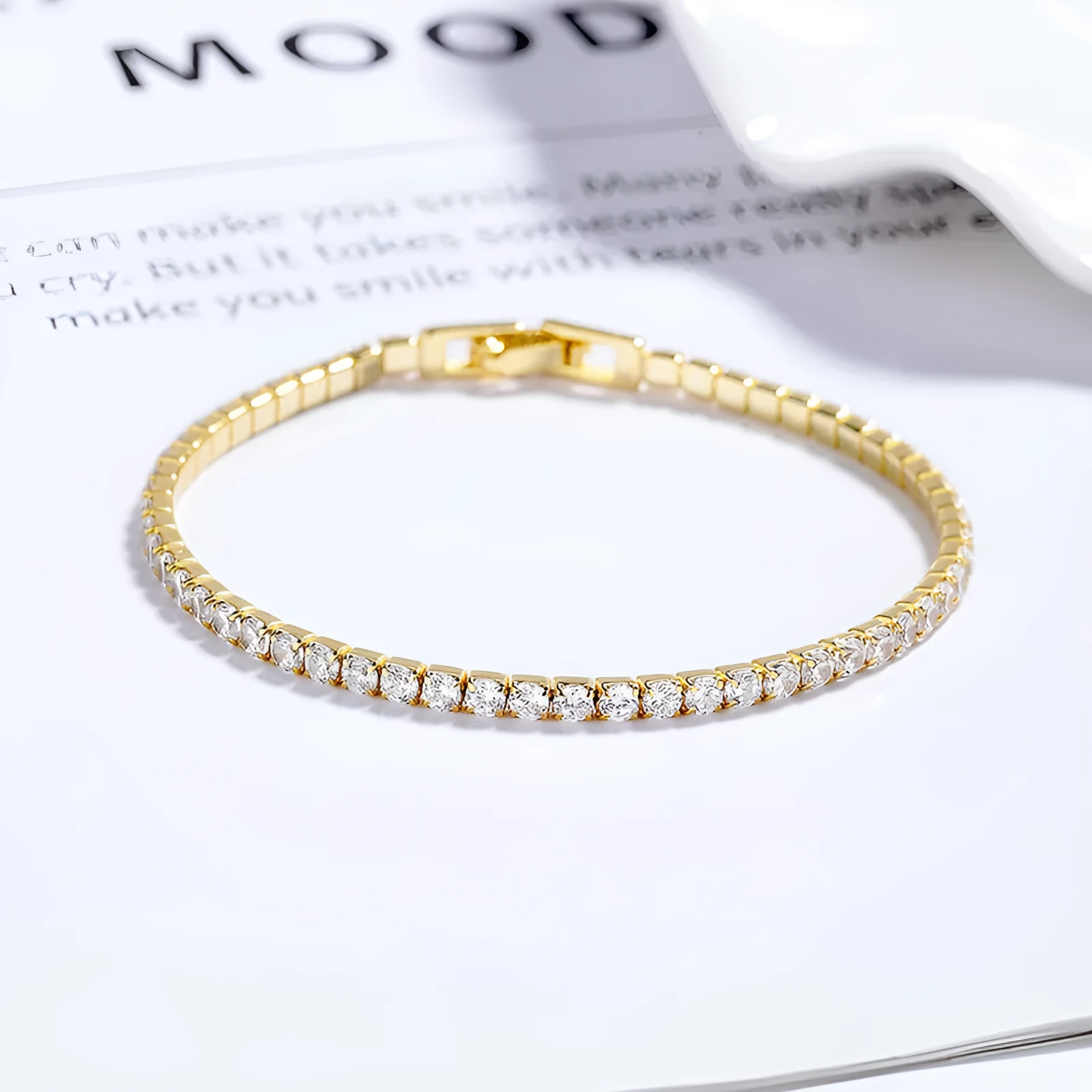 925 sterling silver full diamond pave bracelet for women electroplated white gold colour