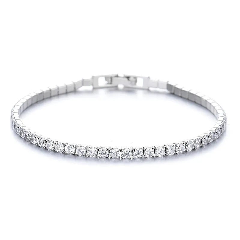 925 sterling silver full diamond pave bracelet for women electroplated white gold colour