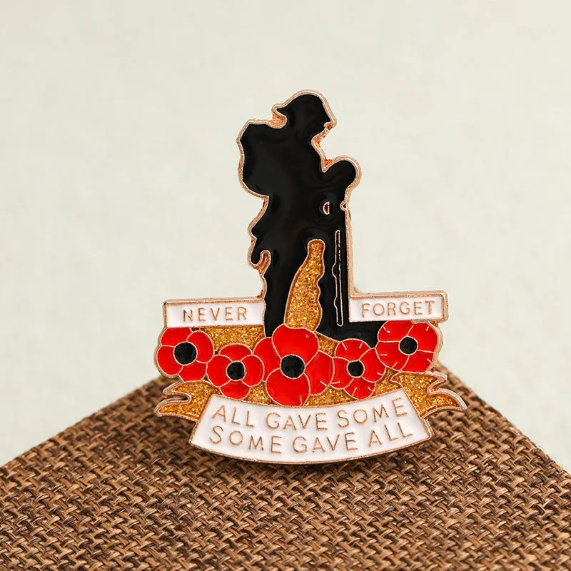 Alloy British Legion soldier cowboy backpack lapel pin badge with geometric auspicious pattern in cold style finish