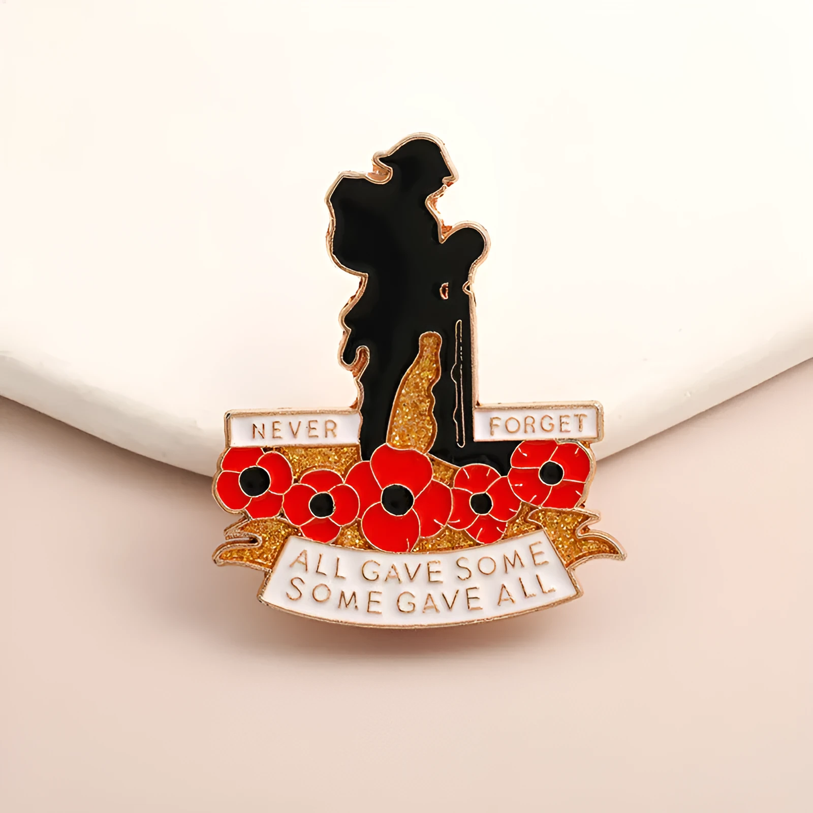 Alloy British Legion soldier cowboy backpack lapel pin badge with geometric auspicious pattern in cold style finish