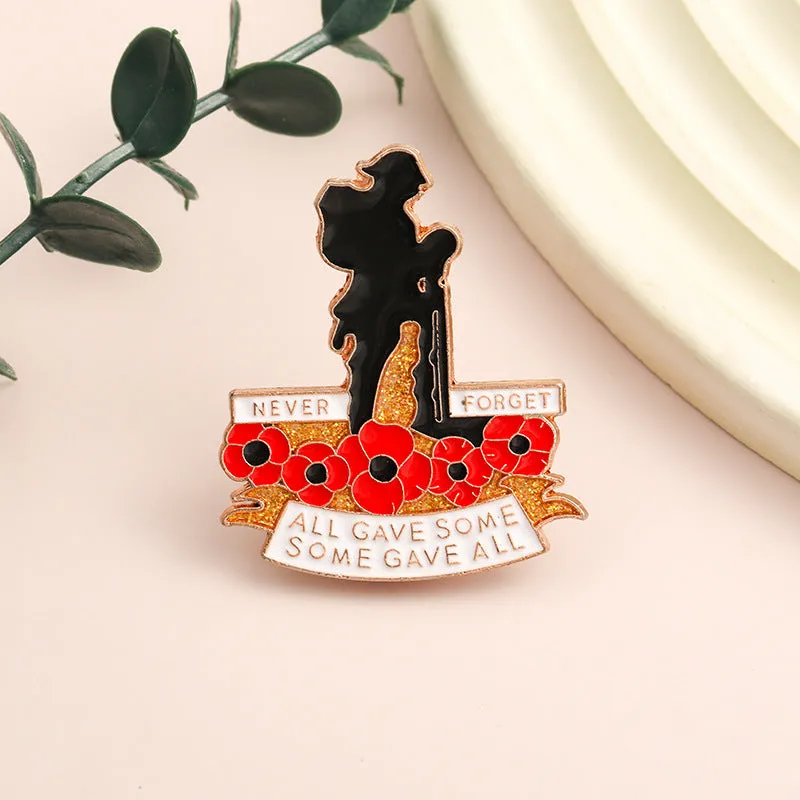 Alloy British Legion soldier cowboy backpack lapel pin badge with geometric auspicious pattern in cold style finish