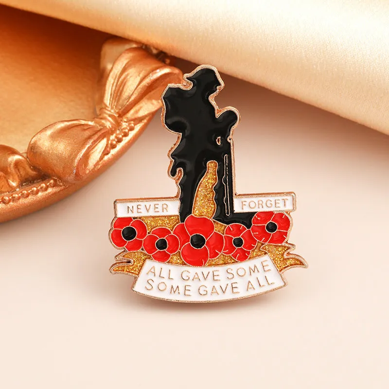 Alloy British Legion soldier cowboy backpack lapel pin badge with geometric auspicious pattern in cold style finish