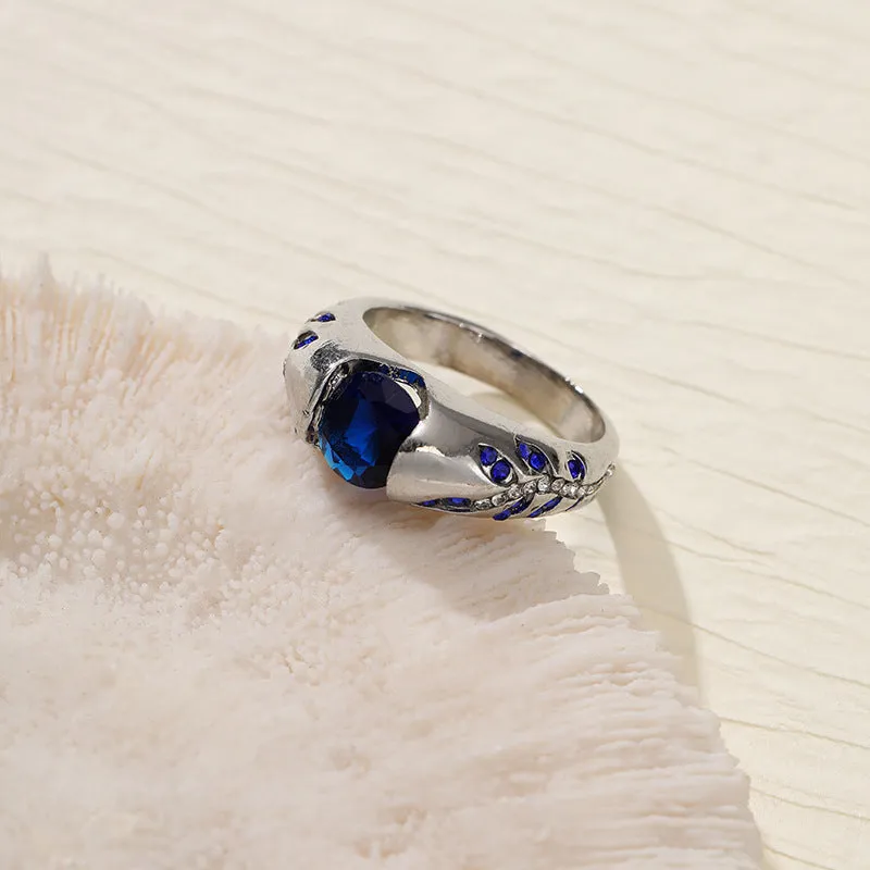 Leaf style zirconium inlaid ring for women in geometric shape, zinc alloy, available in gold and light pink