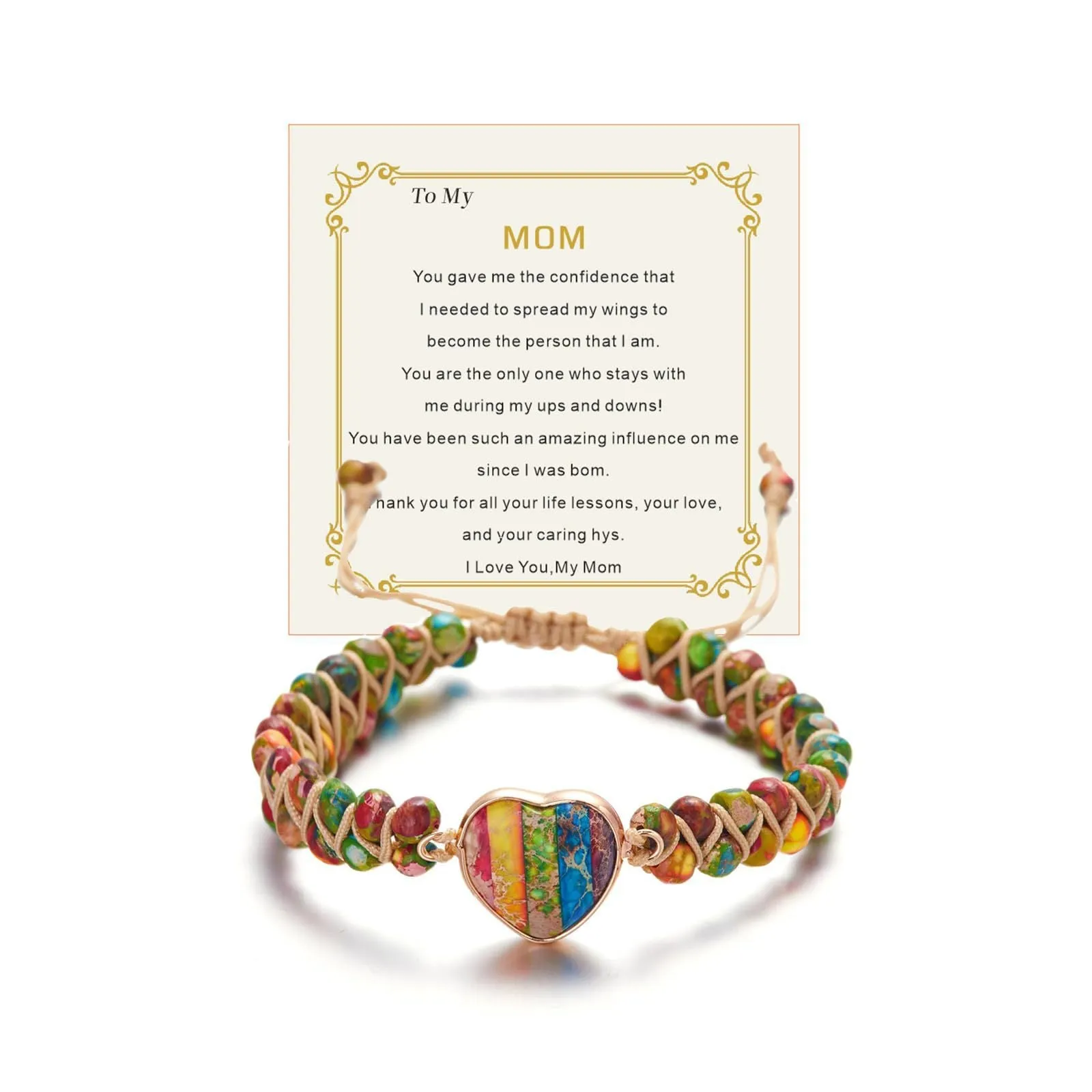 Vintage handmade braided rope inspirational bracelet with geometric ring for women