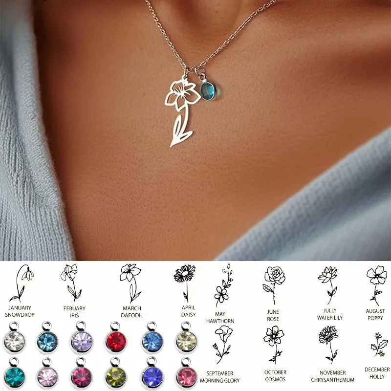 Stainless steel flower pendant necklace with rose-inspired design and adjustable O-link chain