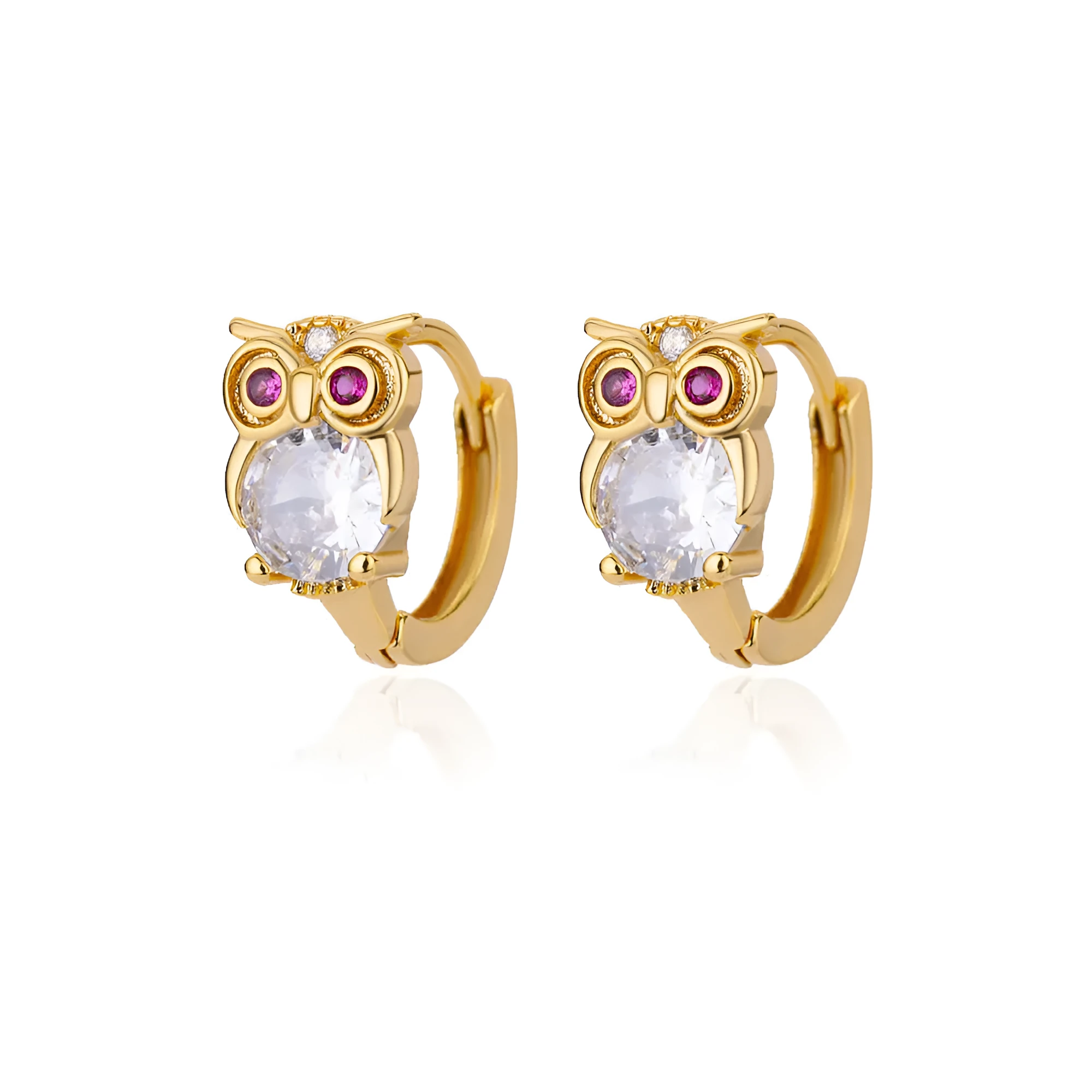 Pair of geometric micro-inlaid zircon ear clips for women in stainless steel, Korean style, available in two colours
