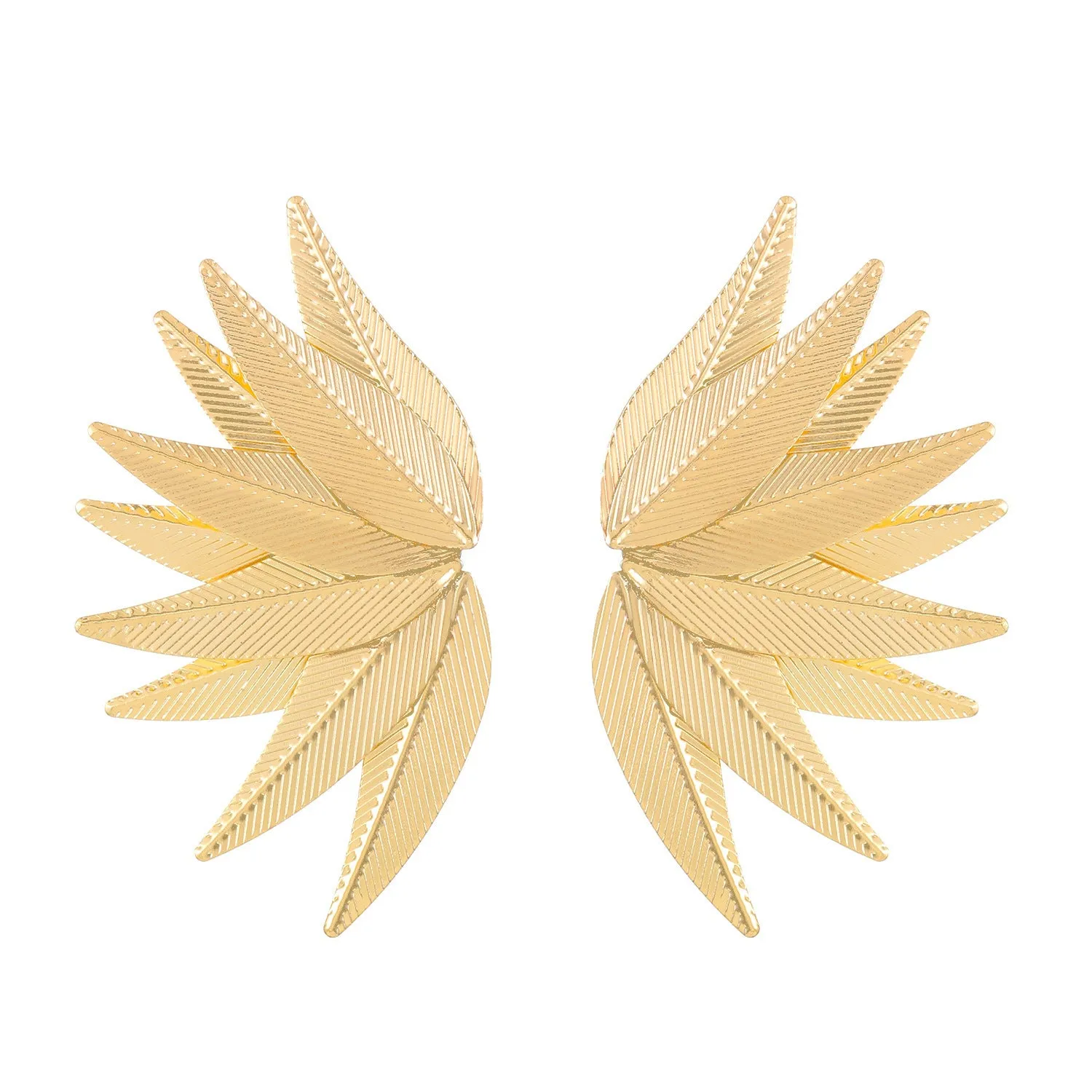 Gold and white leaves patch earrings showing detailed leaf design on alloy metal