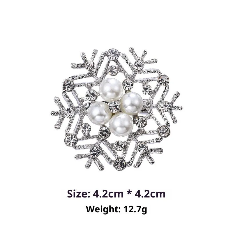 Minimalist pearl floral brooch with diamond flower detail in alloy, sweet and cool style, available in multiple colours