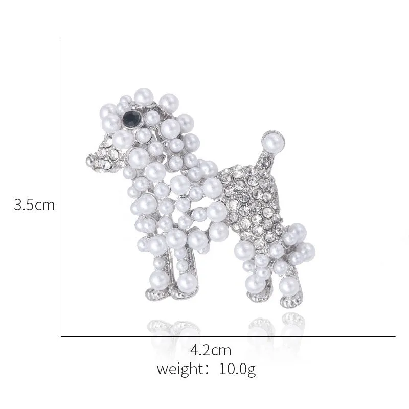 Minimalist pearl floral brooch with diamond flower detail in alloy, sweet and cool style, available in multiple colours