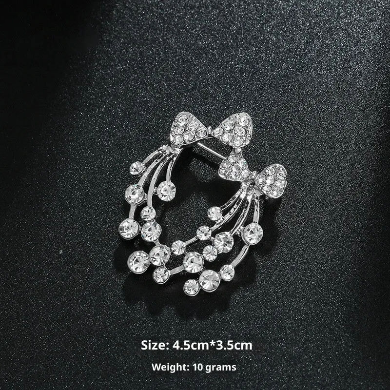 Minimalist pearl floral brooch with diamond flower detail in alloy, sweet and cool style, available in multiple colours