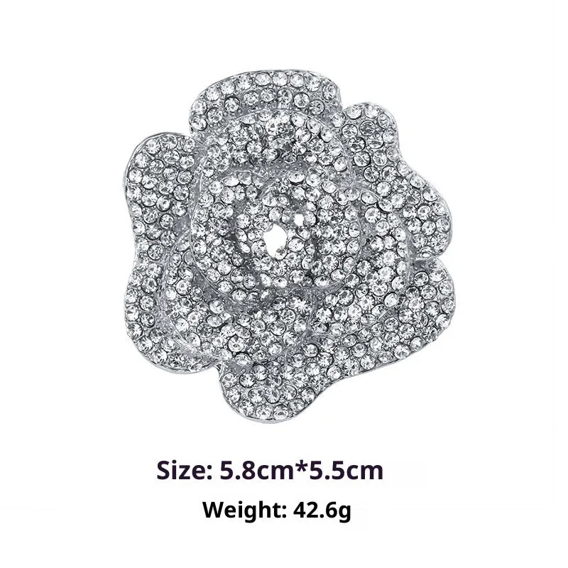 Minimalist pearl floral brooch with diamond flower detail in alloy, sweet and cool style, available in multiple colours