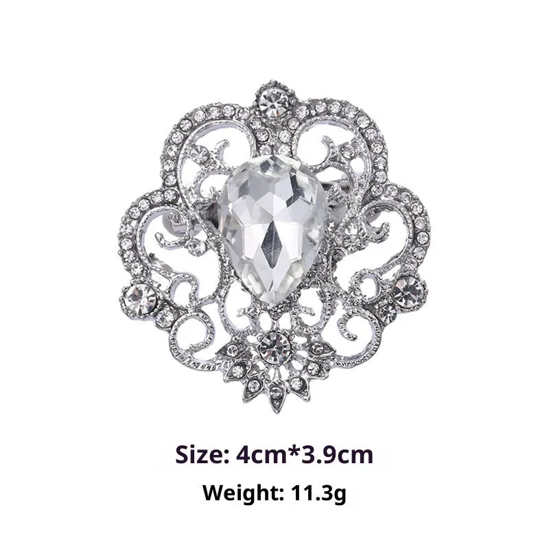 Minimalist pearl floral brooch with diamond flower detail in alloy, sweet and cool style, available in multiple colours