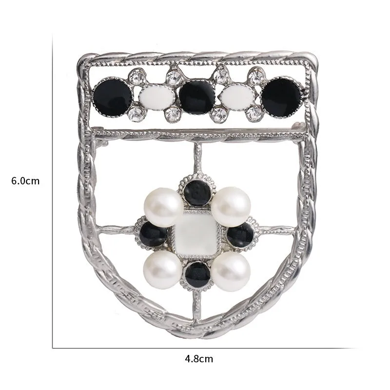 Minimalist pearl floral brooch with diamond flower detail in alloy, sweet and cool style, available in multiple colours