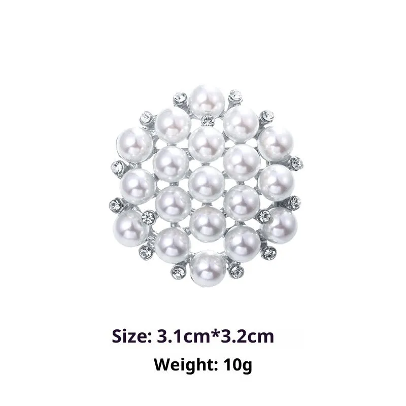 Minimalist pearl floral brooch with diamond flower detail in alloy, sweet and cool style, available in multiple colours