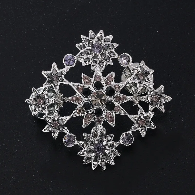 Minimalist pearl floral brooch with diamond flower detail in alloy, sweet and cool style, available in multiple colours