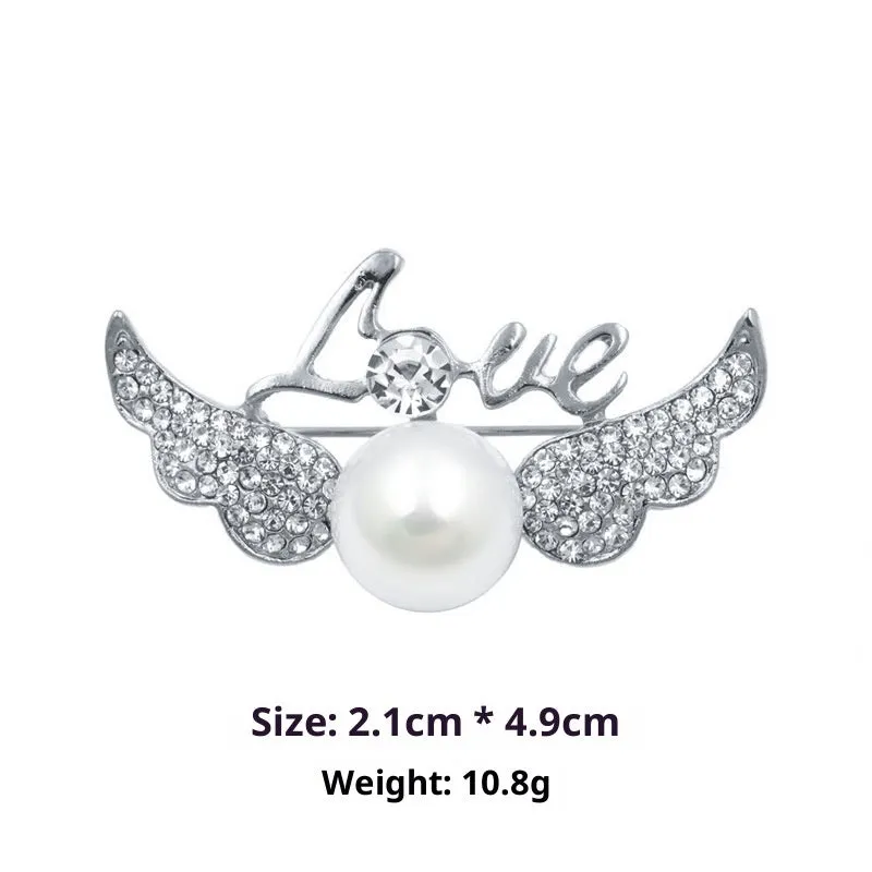 Minimalist pearl floral brooch with diamond flower detail in alloy, sweet and cool style, available in multiple colours