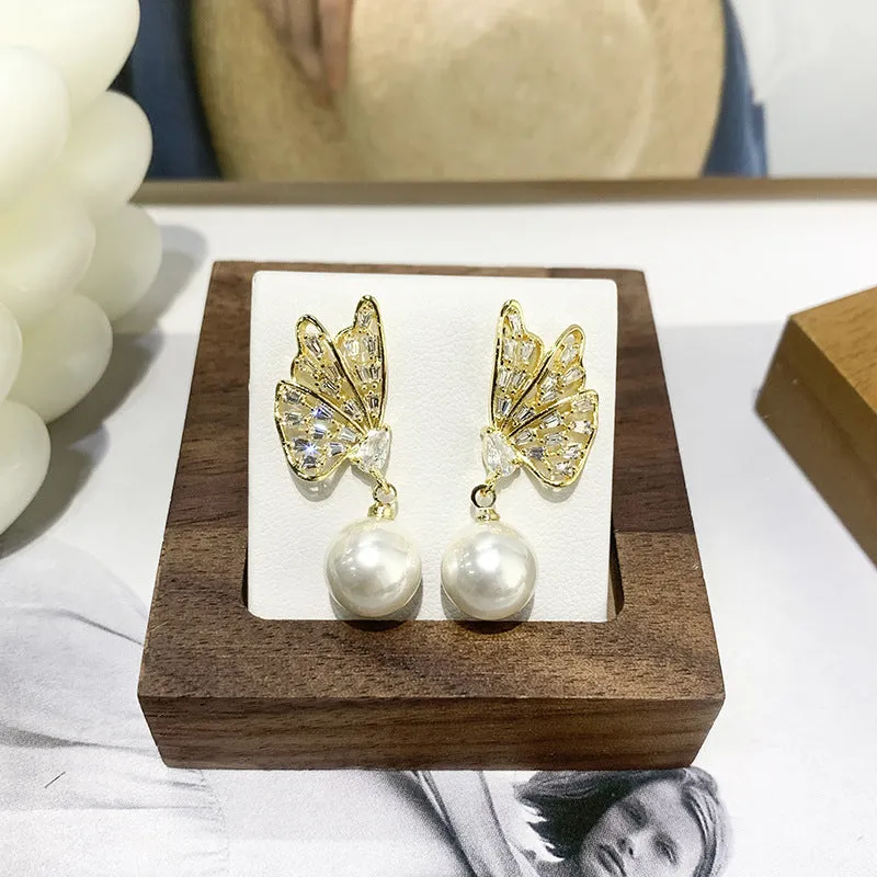 Fresh elegant minimalist women's high-end design earrings golden cats eye stone option