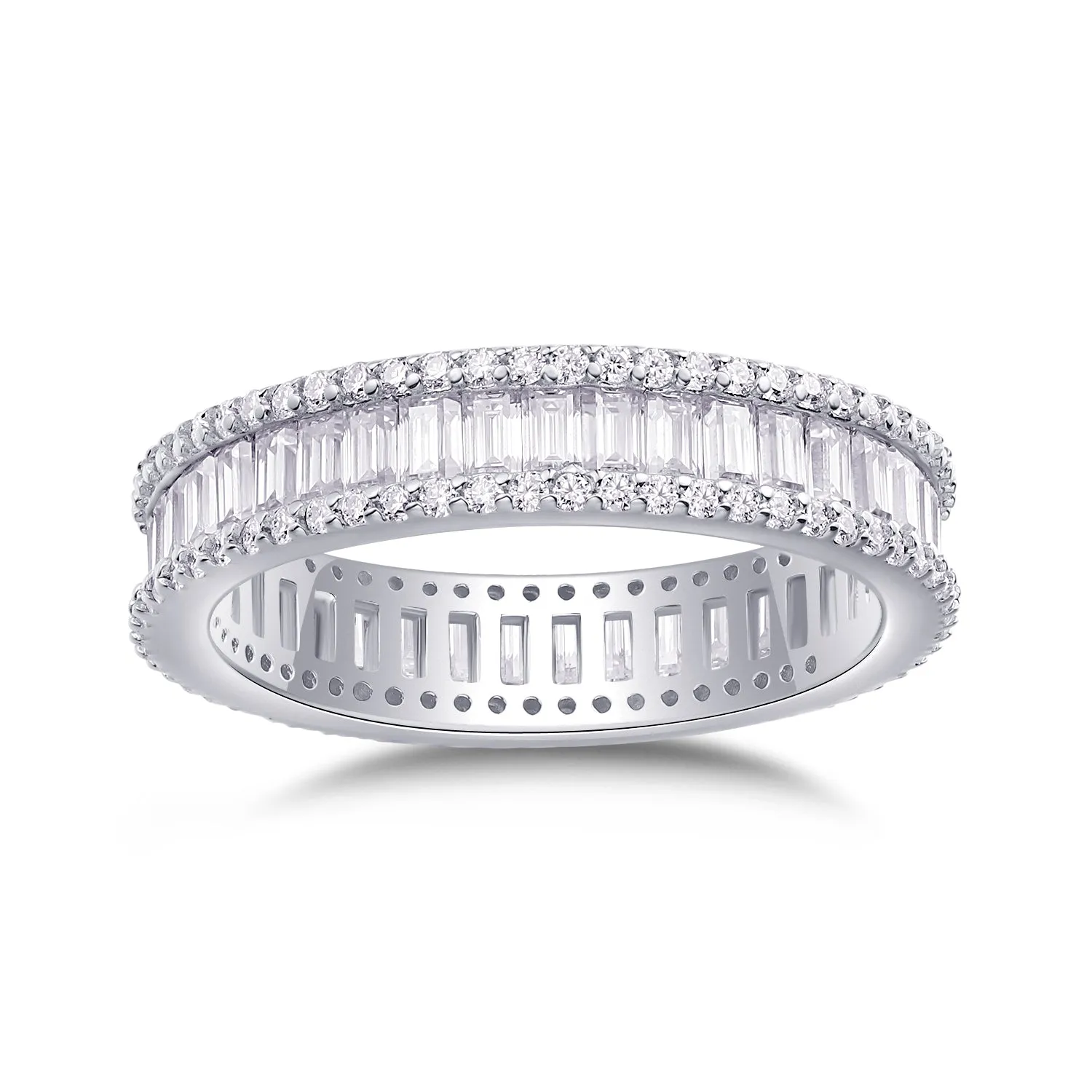 Studded With Stars moissanite wedding ring set on S925 silver platinum-plated band in gift box
