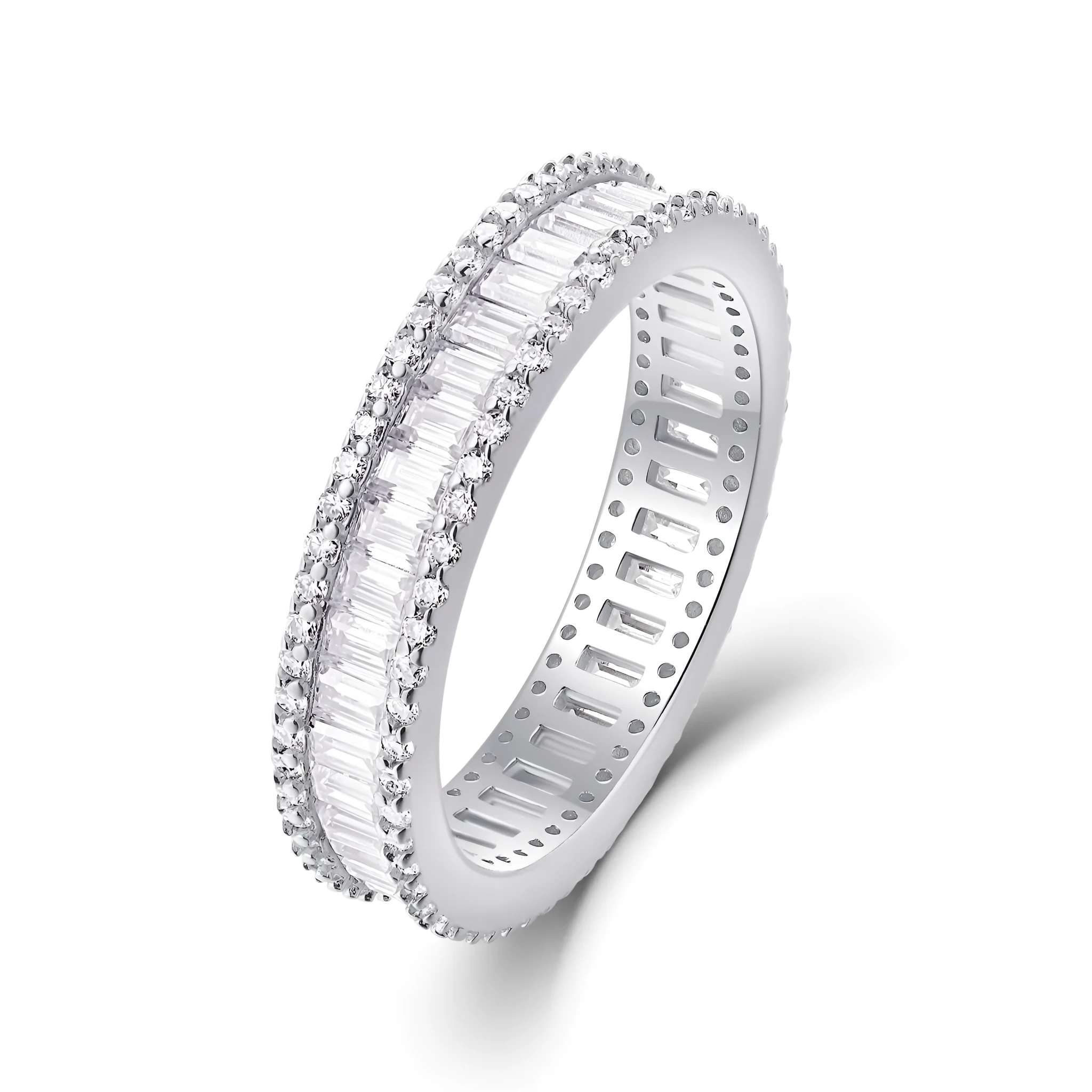 Studded With Stars moissanite wedding ring set on S925 silver platinum-plated band in gift box