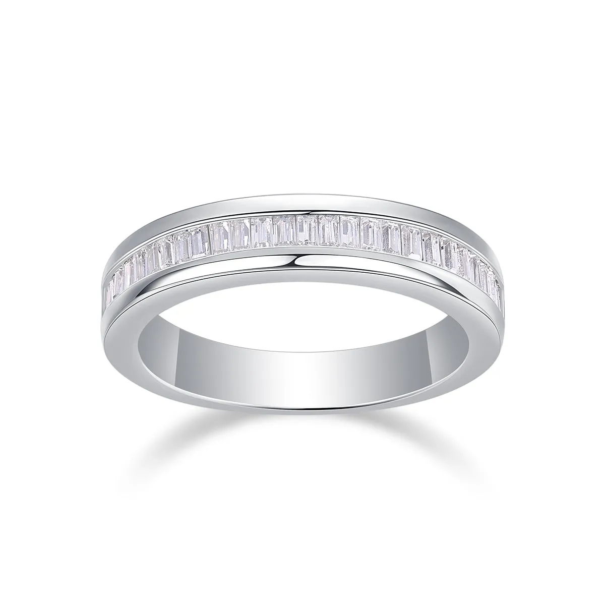 Square moissanite wedding ring set in S925 silver with platinum plating, gift box and GRA certificate