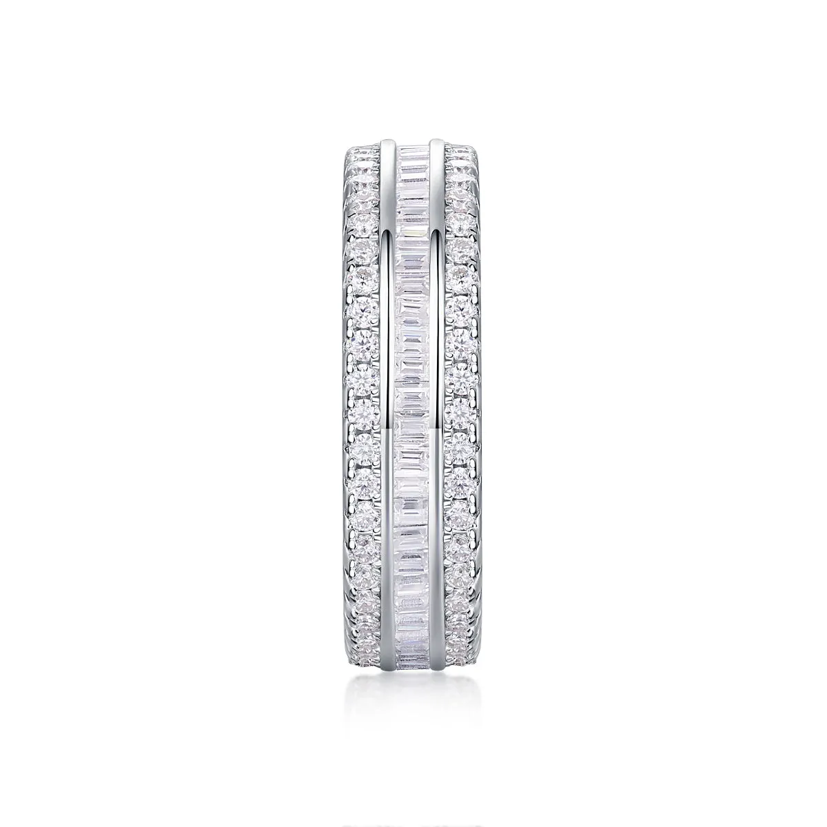 Moissanite wedding ring set with S925 silver and platinum plating, stone under 0.1 carat, in gift box