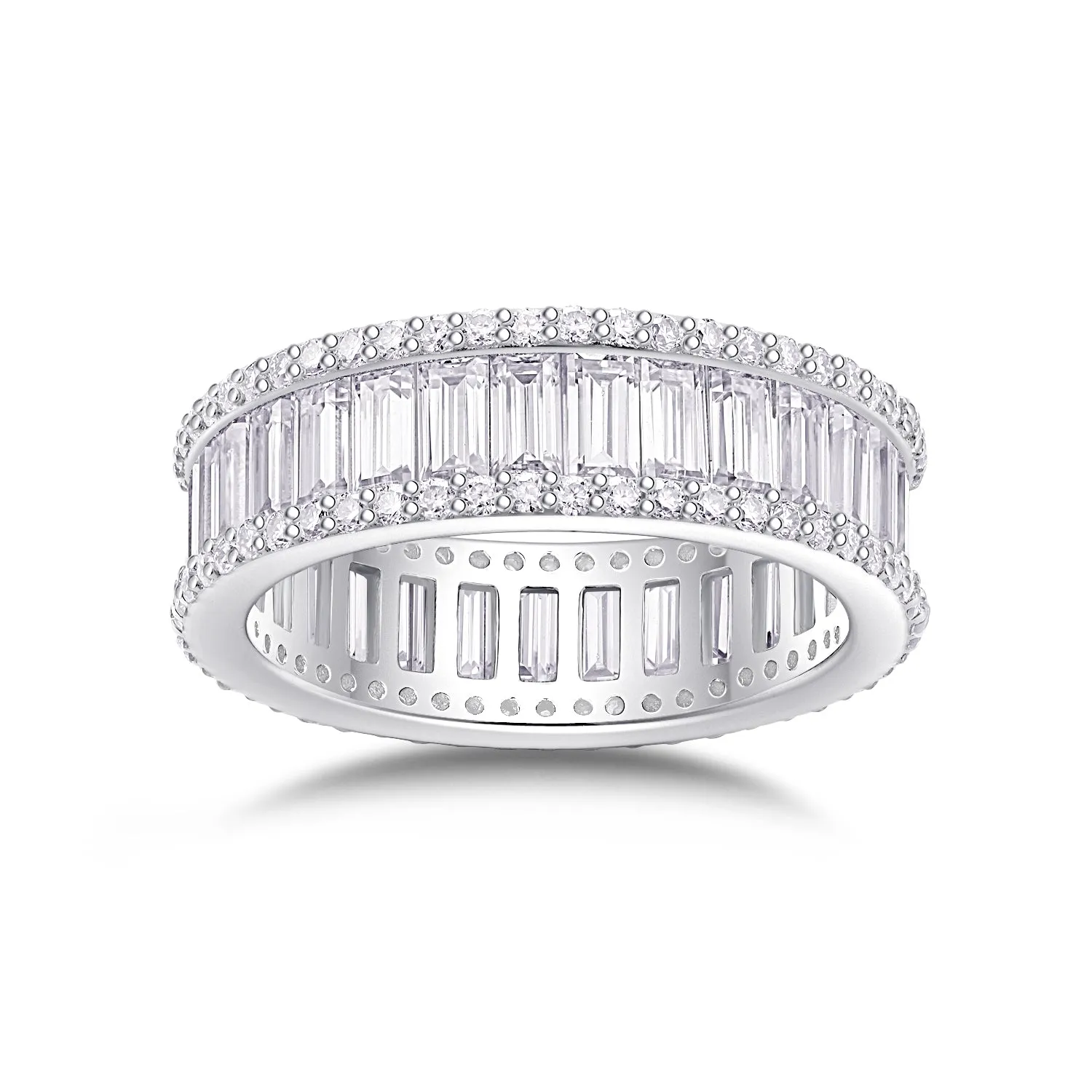 Square moissanite wedding ring set in platinum-plated S925 silver with GRA certificate and gift box