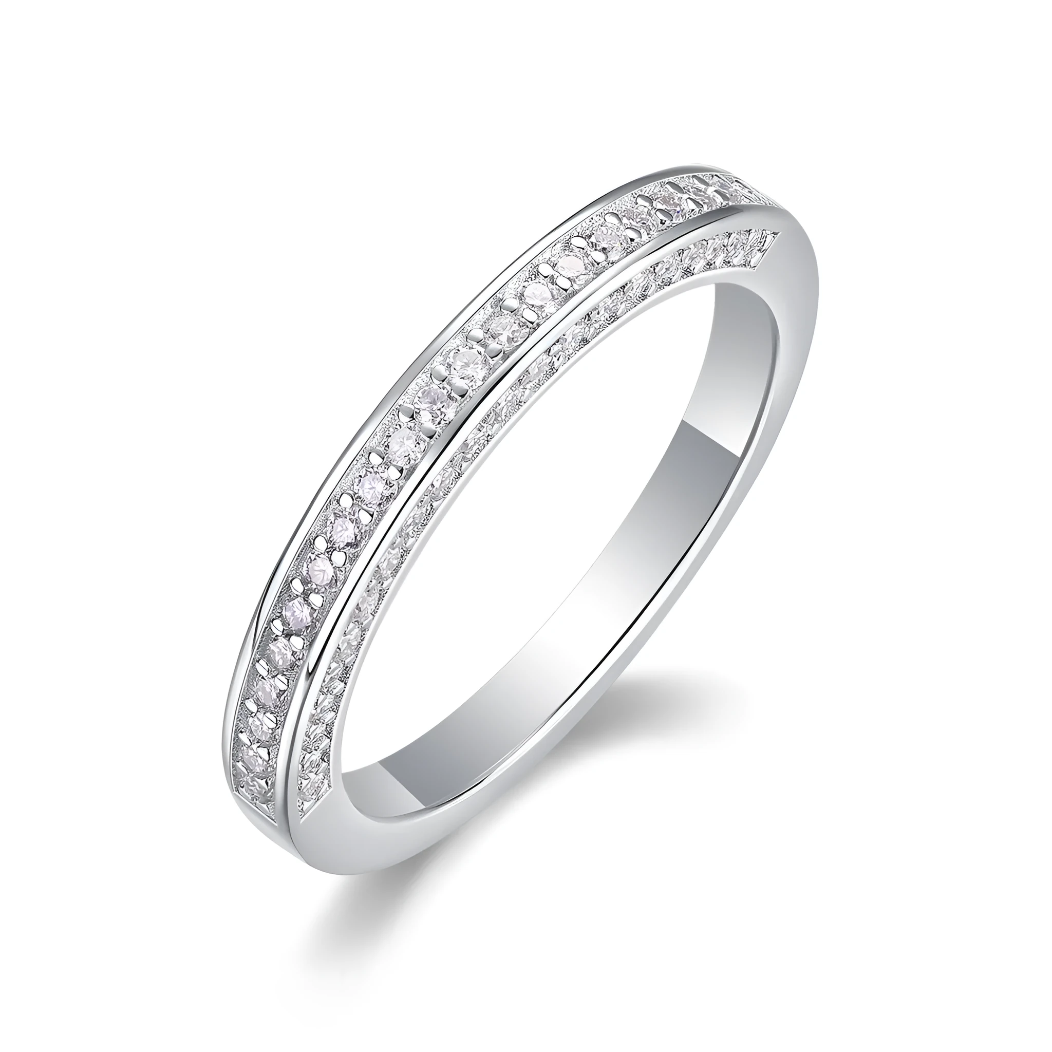 The Plucked Star moissanite wedding ring set in S925 silver with platinum plating, available in multiple colours
