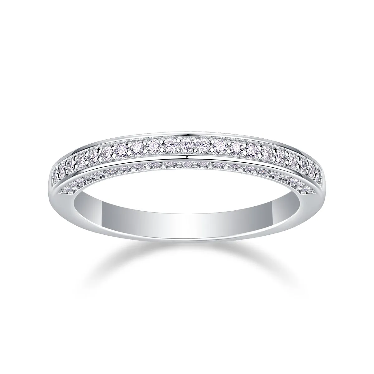 The Plucked Star moissanite wedding ring set in S925 silver with platinum plating, available in multiple colours
