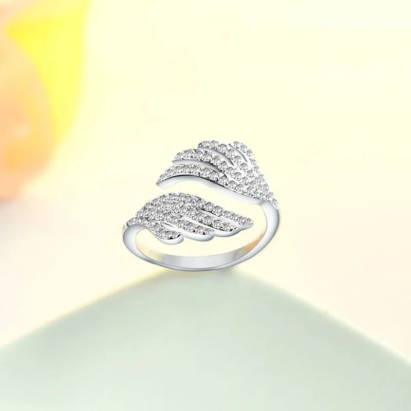Silver electroplated winged ring for women Korean style fashion accessory