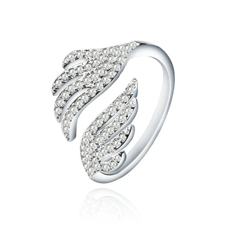 Silver electroplated winged ring for women Korean style fashion accessory