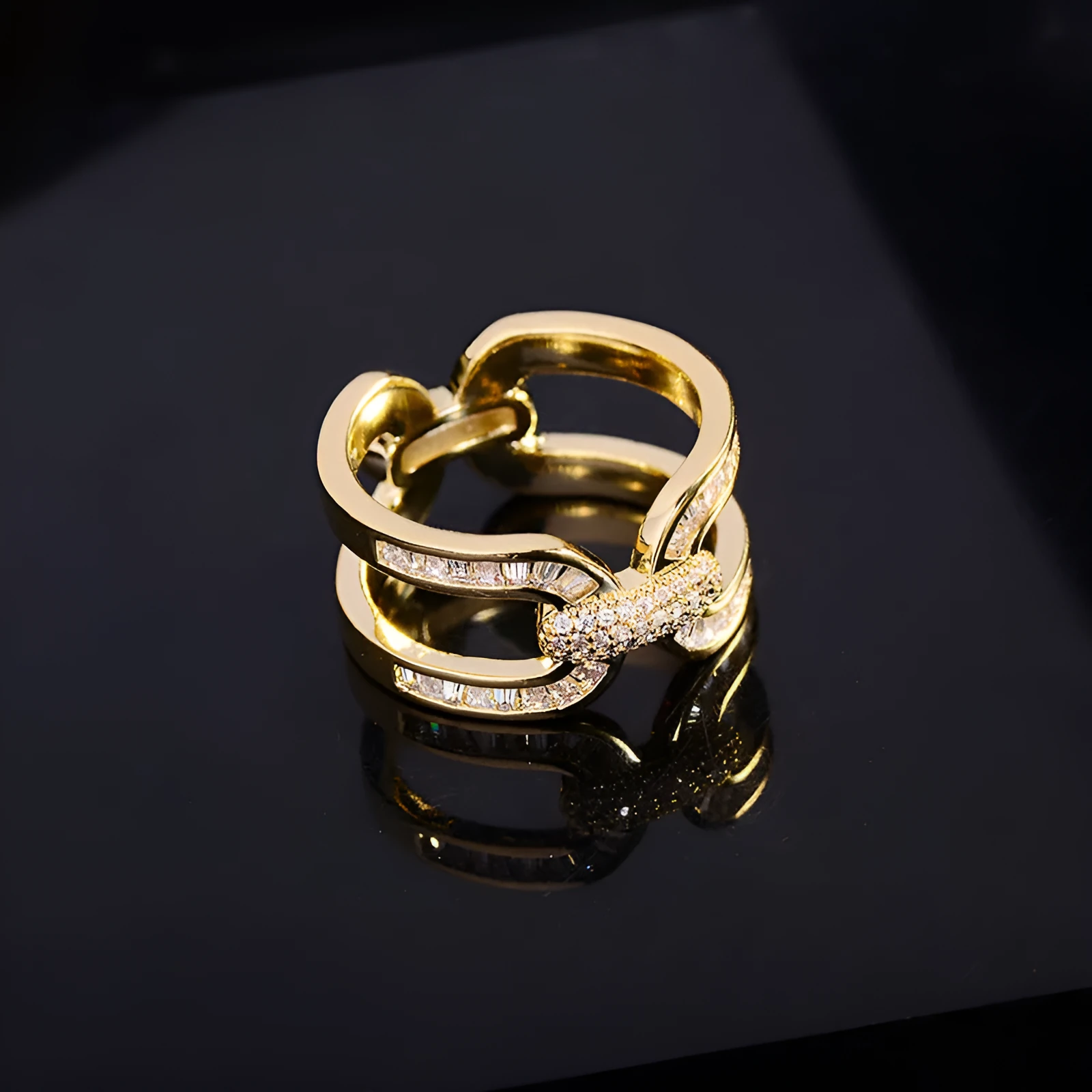 Round copper scarf ring with gold electroplated finish and geometric shape for securing scarves