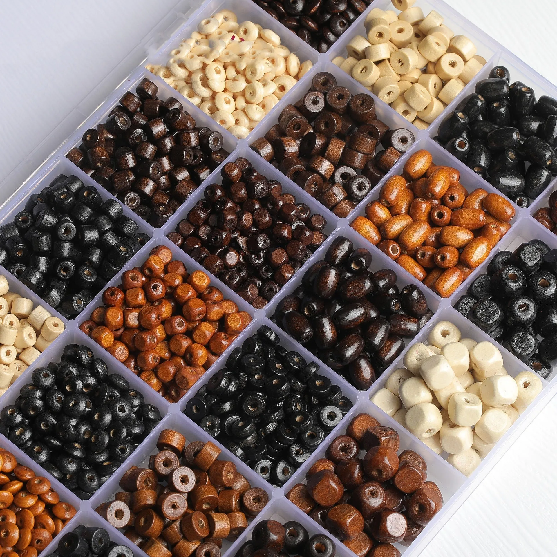 Mixed colour solid wood beads for DIY vintage jewellery making with ethnic style