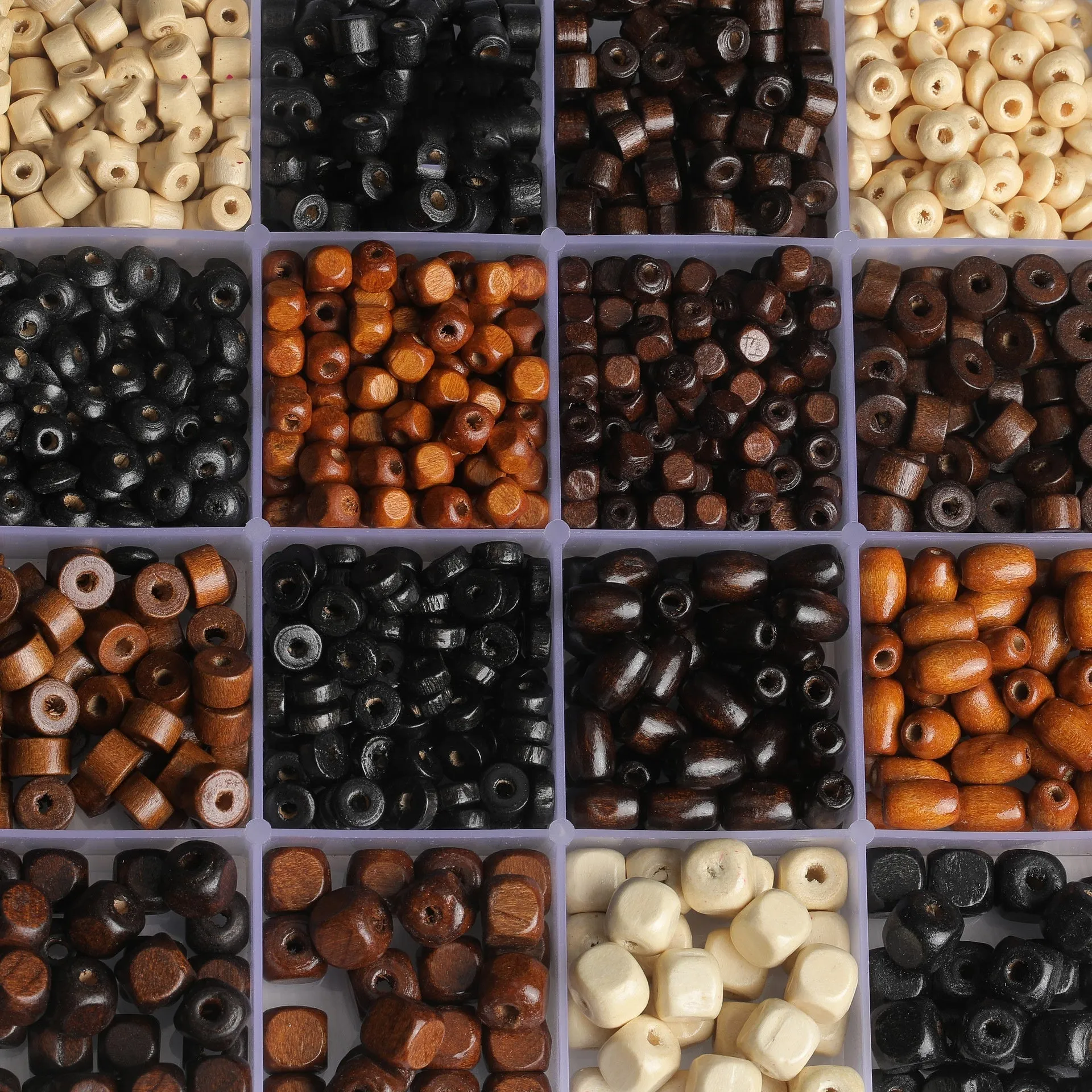 Mixed colour solid wood beads for DIY vintage jewellery making with ethnic style