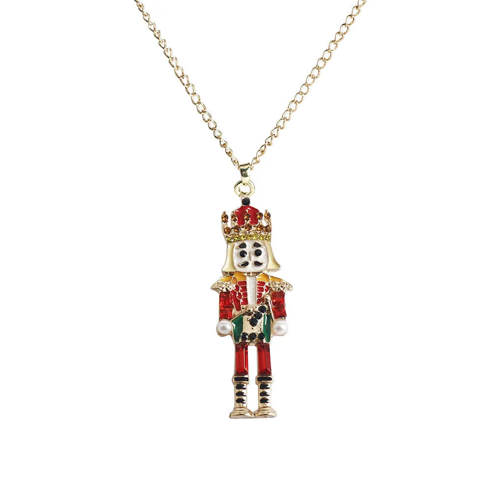 Fashion nutcracker necklace with cartoon character pendant in zinc alloy cross chain, unisex design
