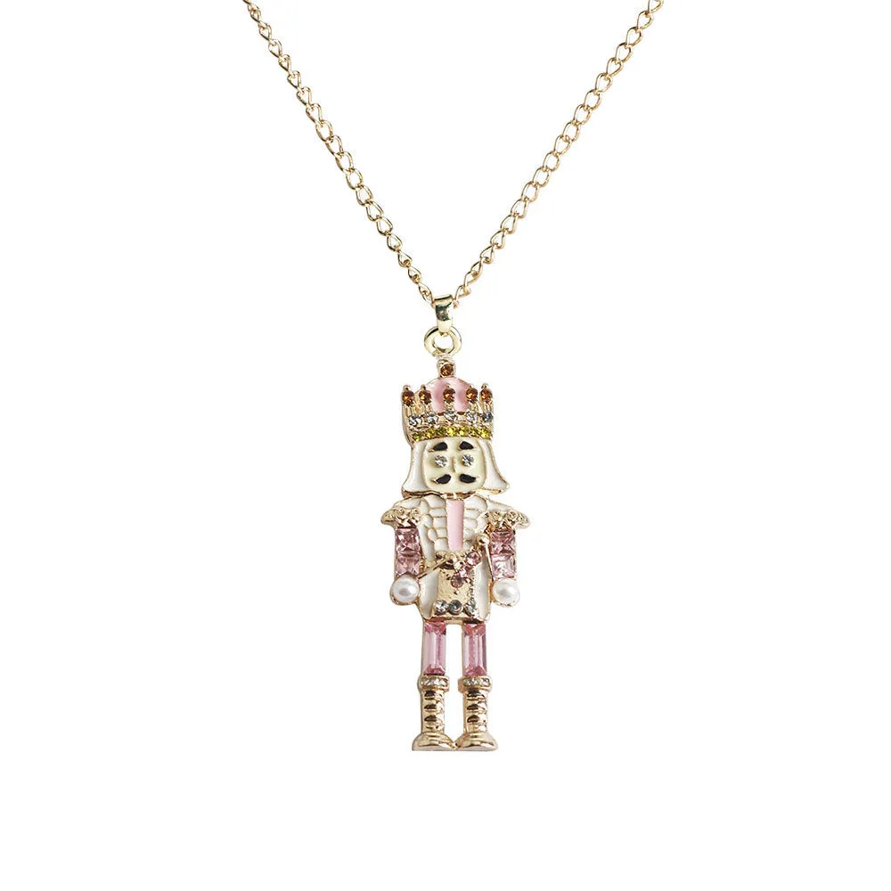 Fashion nutcracker necklace with cartoon character pendant in zinc alloy cross chain, unisex design