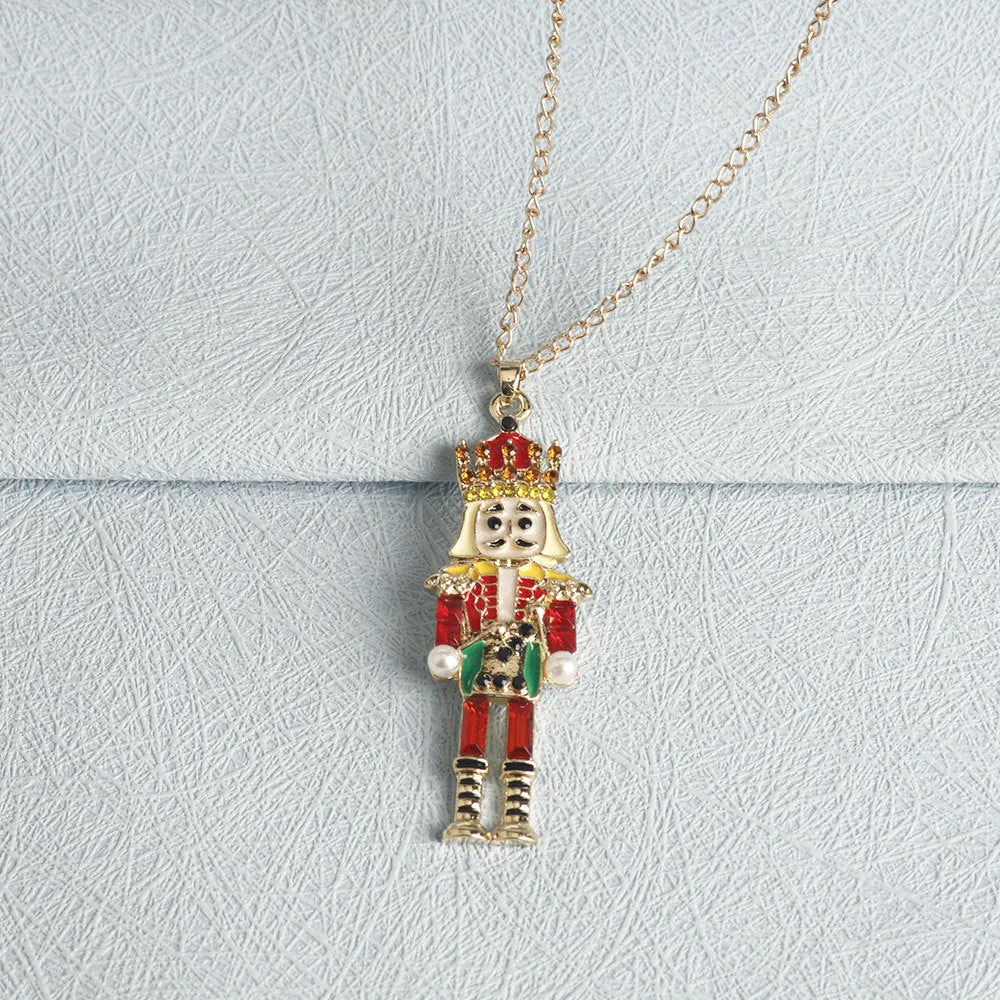 Fashion nutcracker necklace with cartoon character pendant in zinc alloy cross chain, unisex design