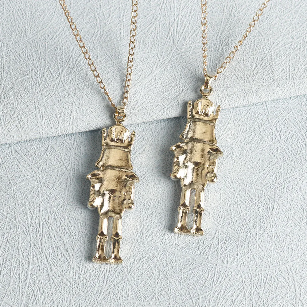 Fashion nutcracker necklace with cartoon character pendant in zinc alloy cross chain, unisex design