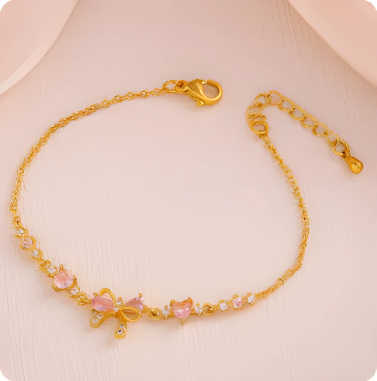 18K gold plated heart shaped butterfly zircon bracelet for women in gold finish