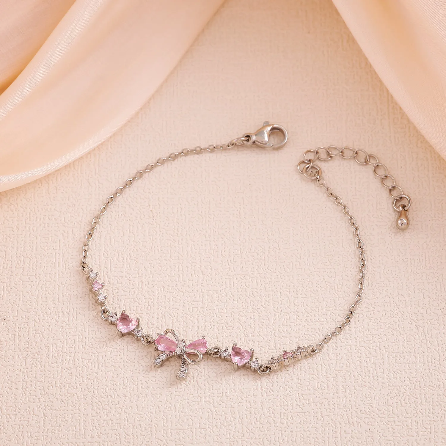 18K gold plated heart shaped butterfly zircon bracelet for women in gold finish