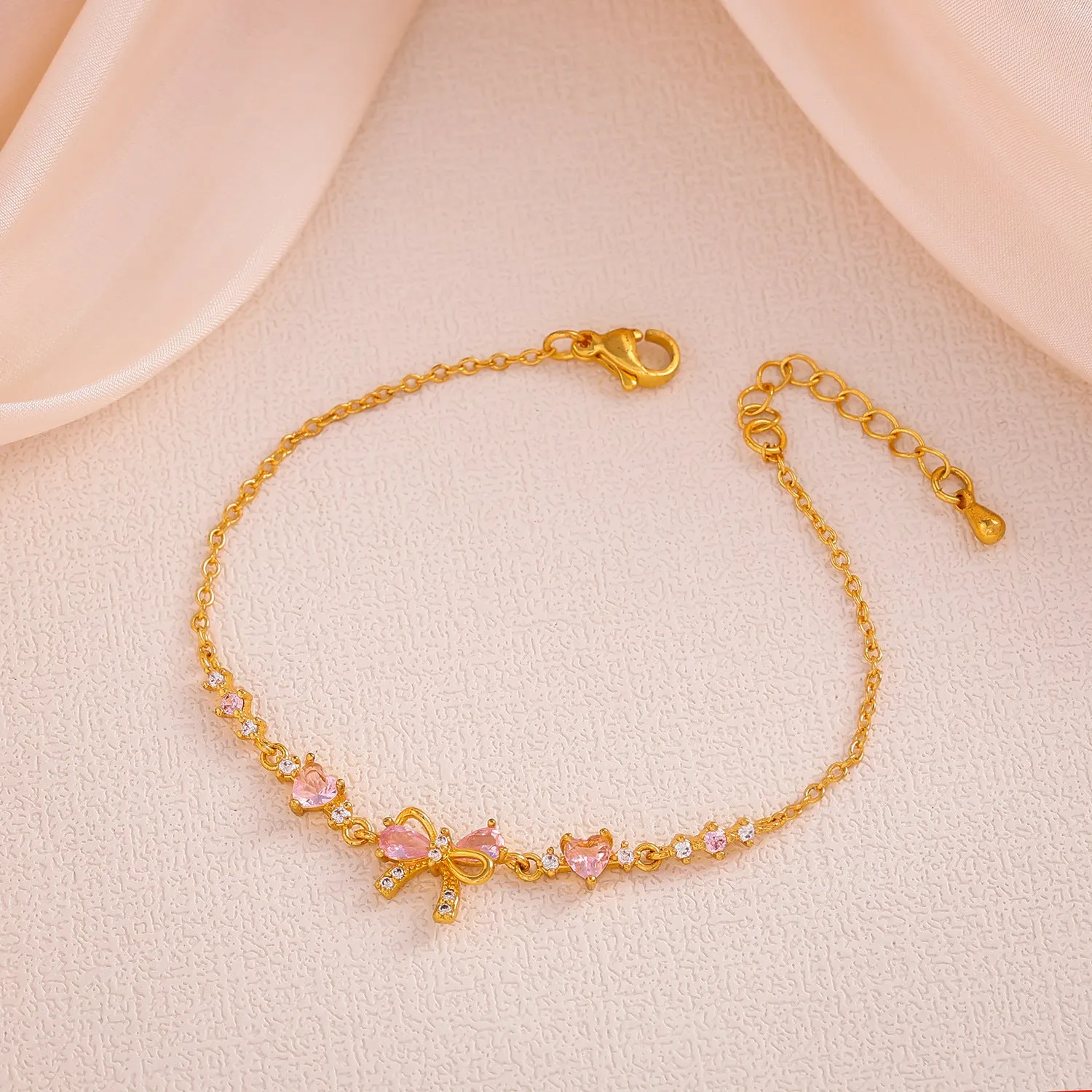 18K gold plated heart shaped butterfly zircon bracelet for women in gold finish