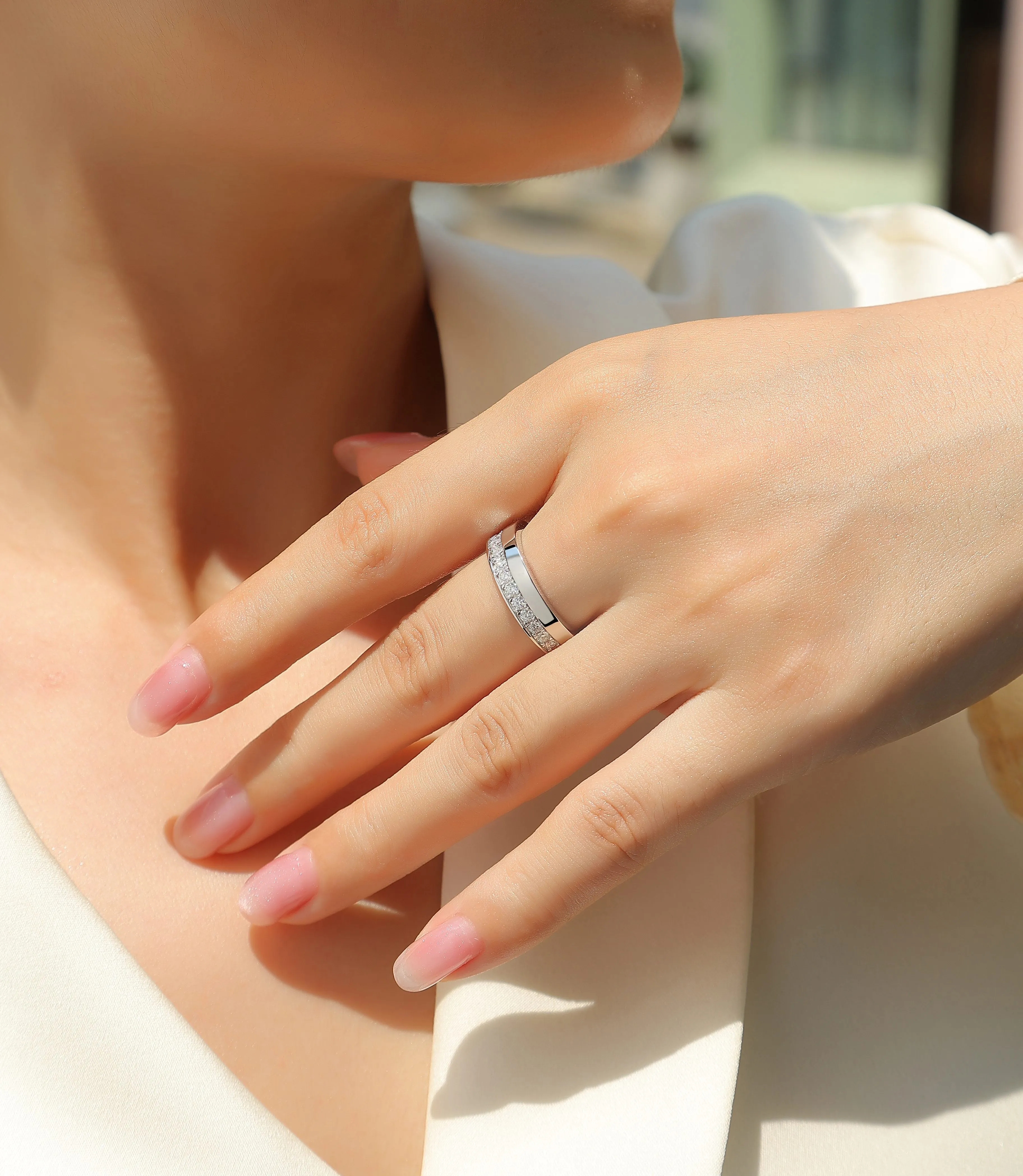 Star River moissanite wedding ring set S925 silver gold-plated with GRA certificate