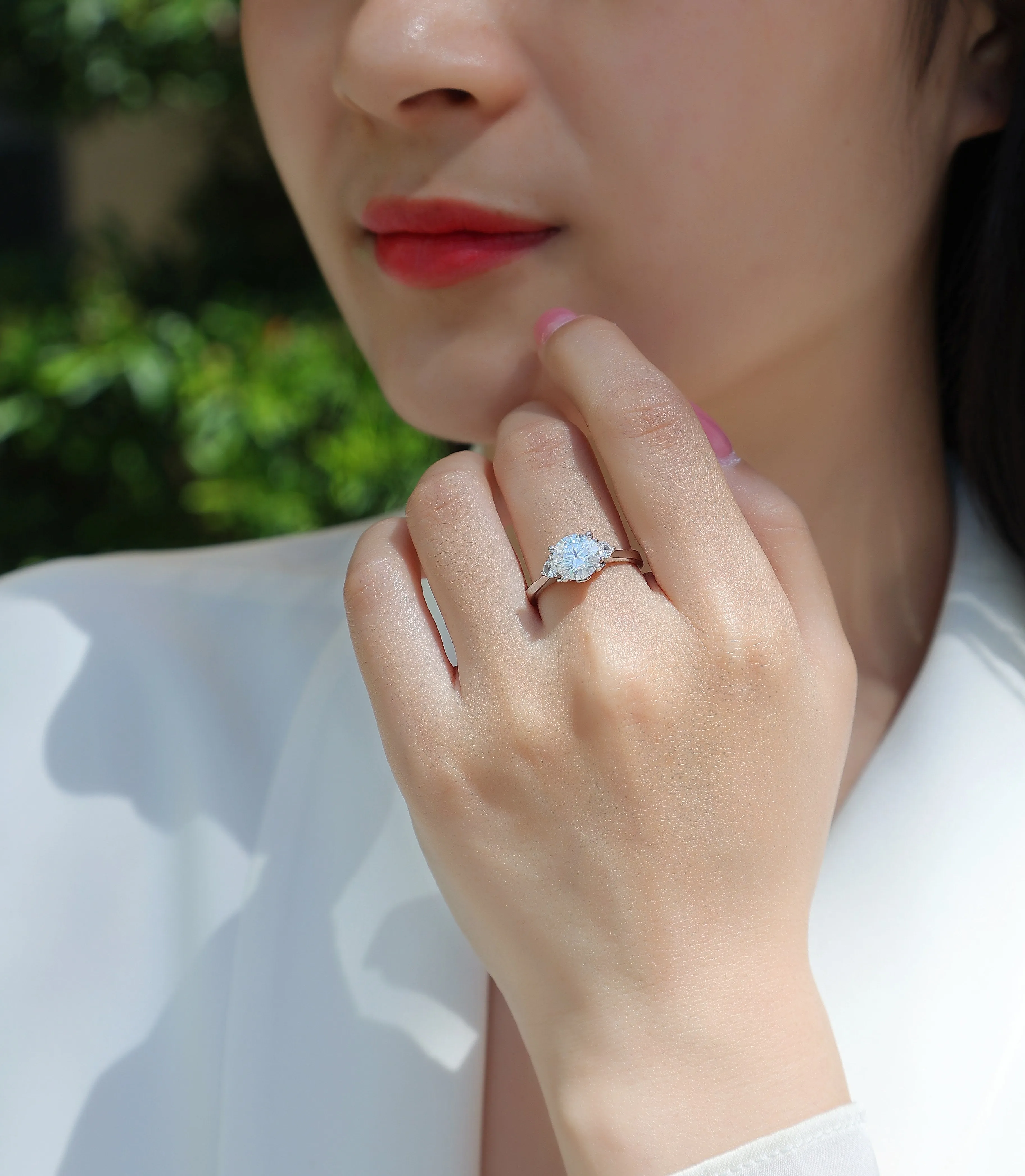 Starry Night Brilliance gold-plated S925 silver wedding ring set with 2-carat moissanite in gift box