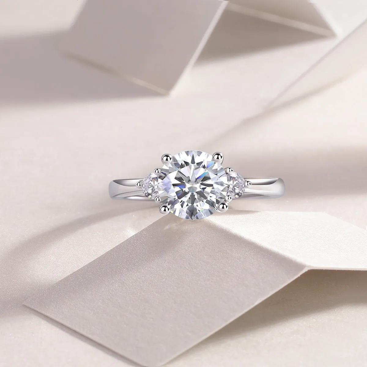 Starry Night Brilliance gold-plated S925 silver wedding ring set with 2-carat moissanite in gift box