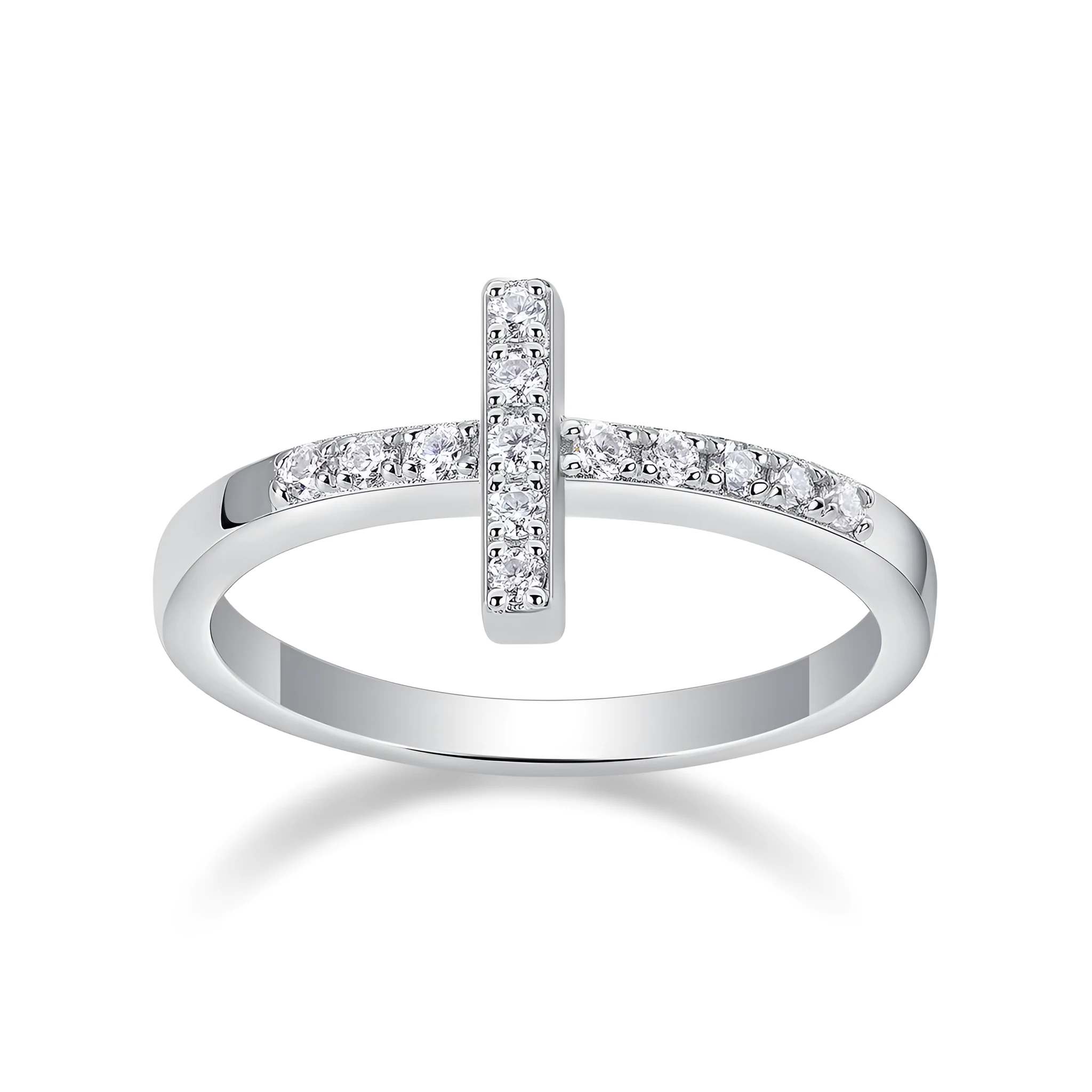 The Holy Light Cross wedding ring set with moissanite stone in gold-plated S925 silver on gift box