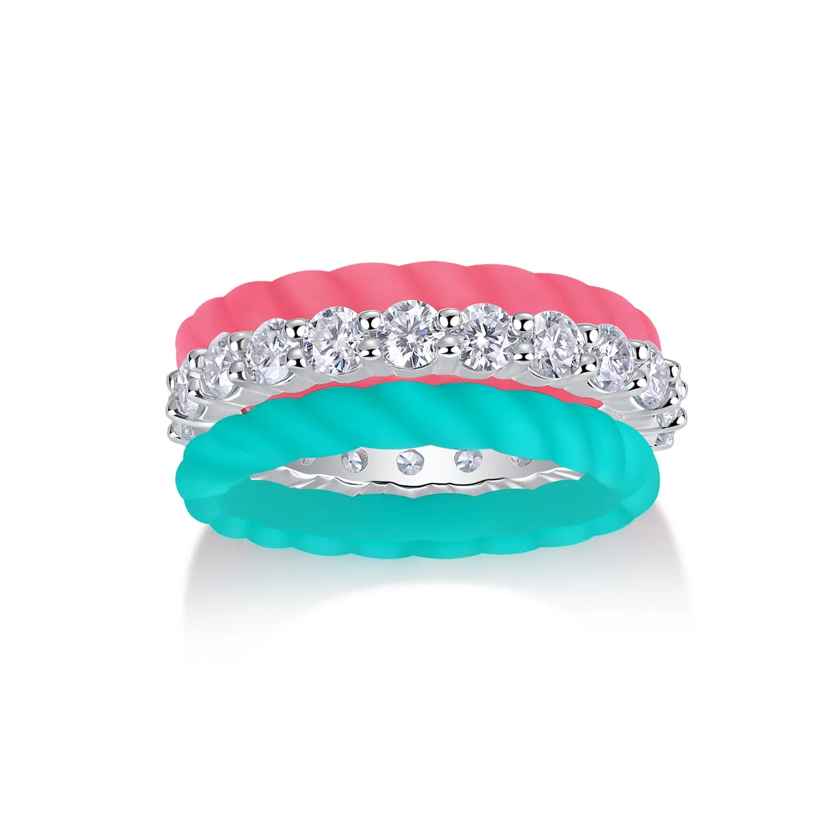 Dreamy Halo wedding ring set with moissanite stone, S925 silver band platinum plated, shown in gift box