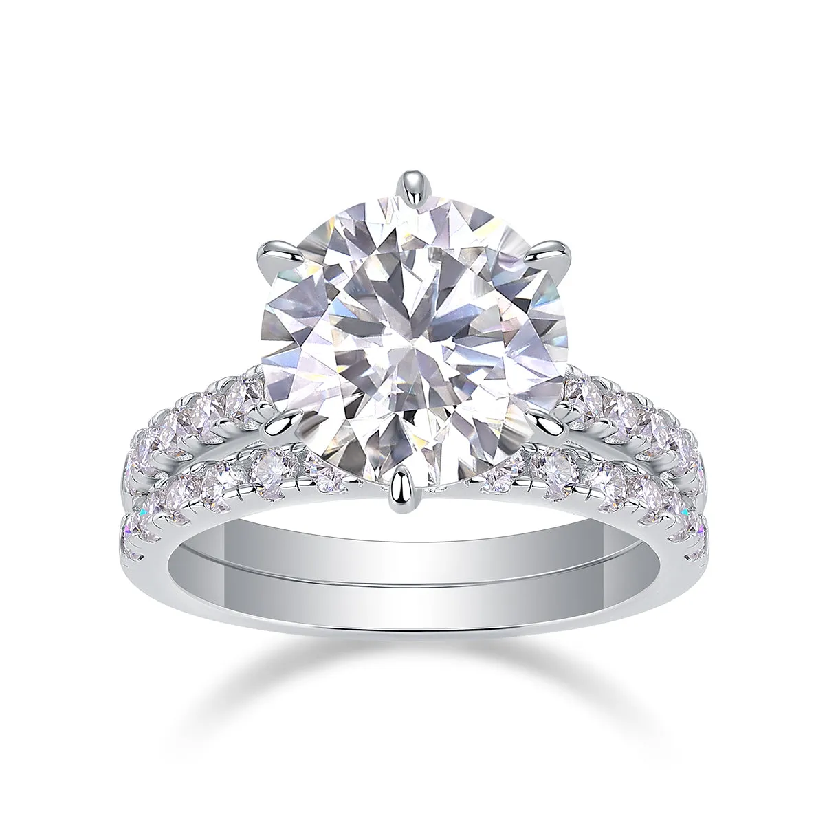 5-carat moissanite diamond look ring set S925 silver platinum plated with GRA certificate gift box