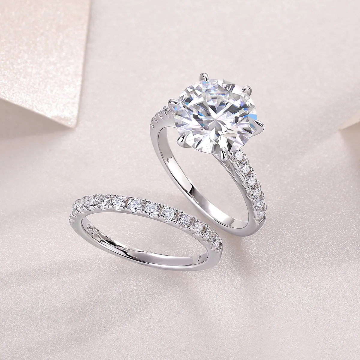 5-carat moissanite diamond look ring set S925 silver platinum plated with GRA certificate gift box
