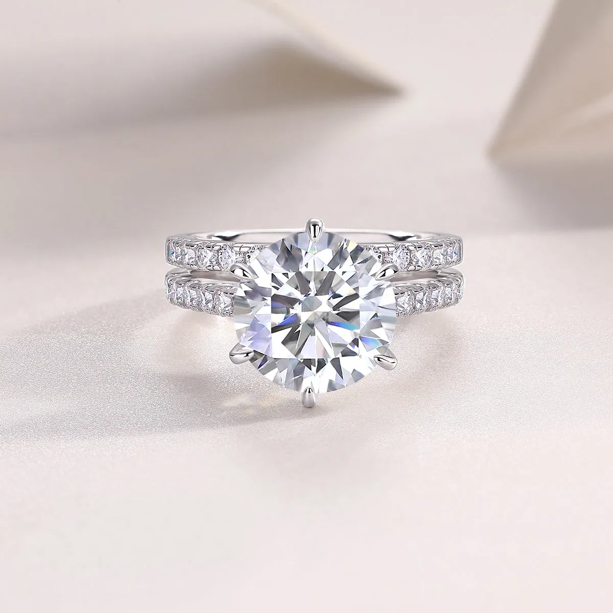 5-carat moissanite diamond look ring set S925 silver platinum plated with GRA certificate gift box