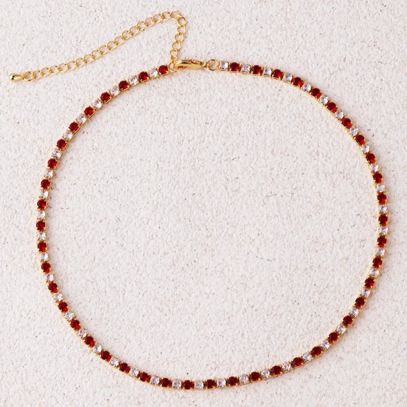 Simulated ruby oval earrings for women with zircon inlay and copper construction